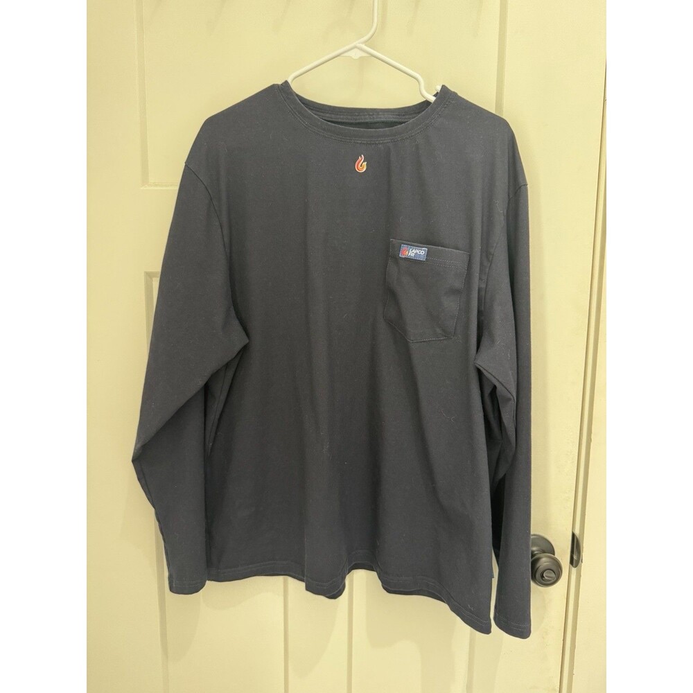 Lapco FR Shirt Mens XLarge Blue Flame Resistant Long Sleeve Work Tee Cat 2